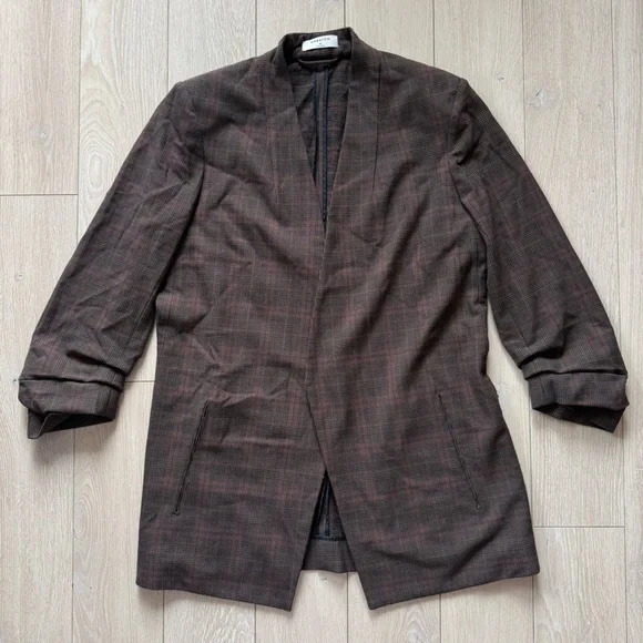 Aritzia Babaton Power Blazer in Brown Plaid Women’s Size 10 - Picture 3 of 13
